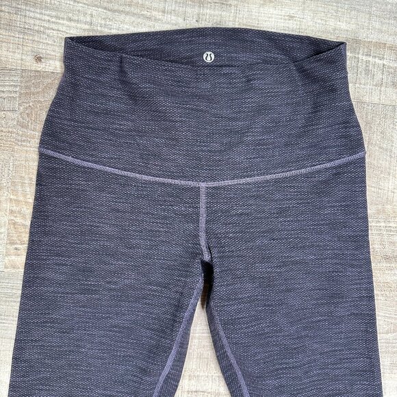 Lululemon Wunder Under Pant Roll Down Diamond Jacquard Space Dye Black Nightfall - Picture 6 of 8